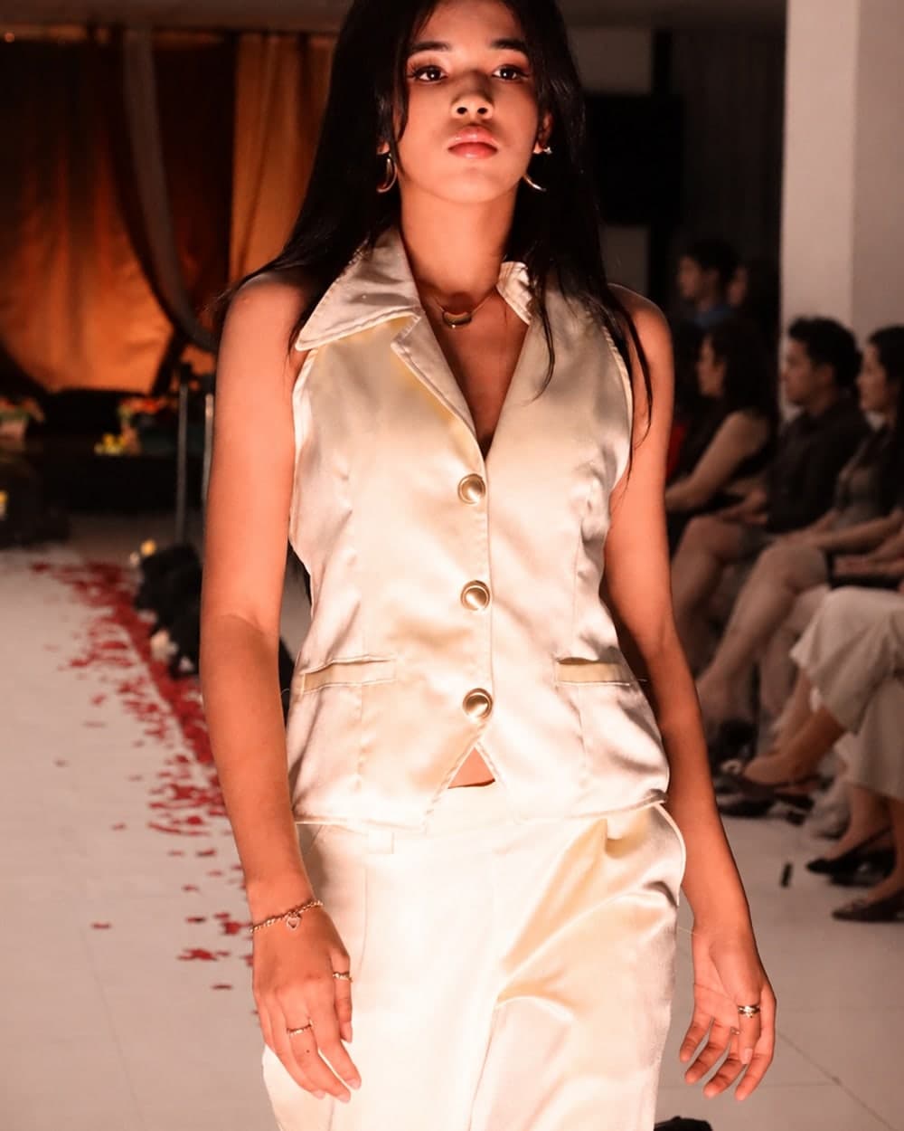 The Champagne Column on the runway at The Becoming Collection